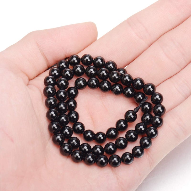 AD BEADS Natural Black Tourmaline Gemstone Round Beads 15.5â€œ A Grad (6mm) - Image 3